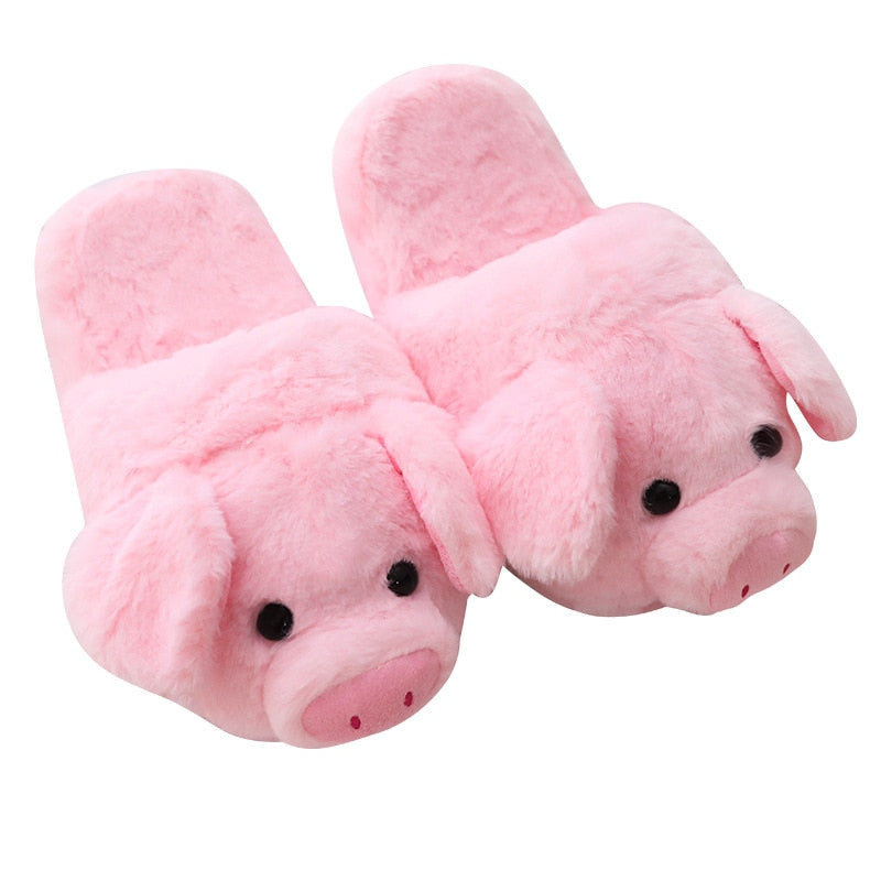 Winter Women Warm Indoor Slippers Ladies Fashion Cute Pink Pig Shoes Women's Soft Short Furry Plush Home Floor Slipper SH467 - Charlie Dolly