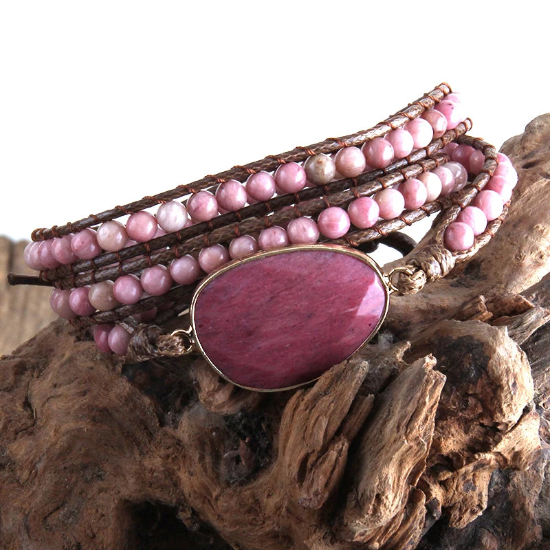 Fashion Beaded Boho Bracelet Jewelry Handmade Natural Stones Charm 3 Strands Wrap Bracelets
