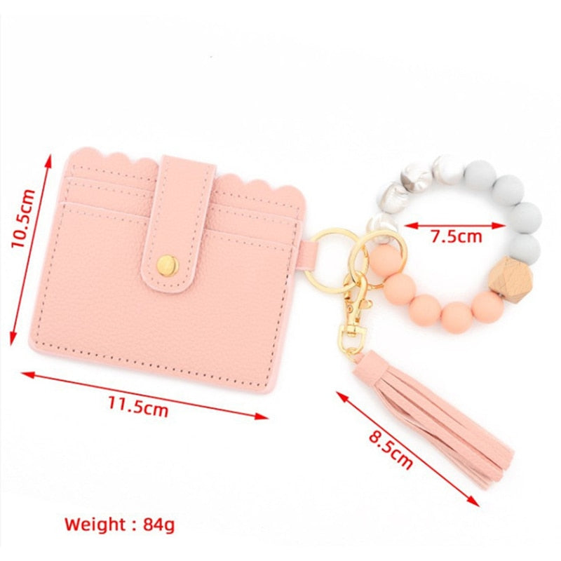 Silicone Keyring For Women Tassel Wood Beads Bracelet Keychain For Keys Multicolor Keychain Wholesale Accessories - Charlie Dolly