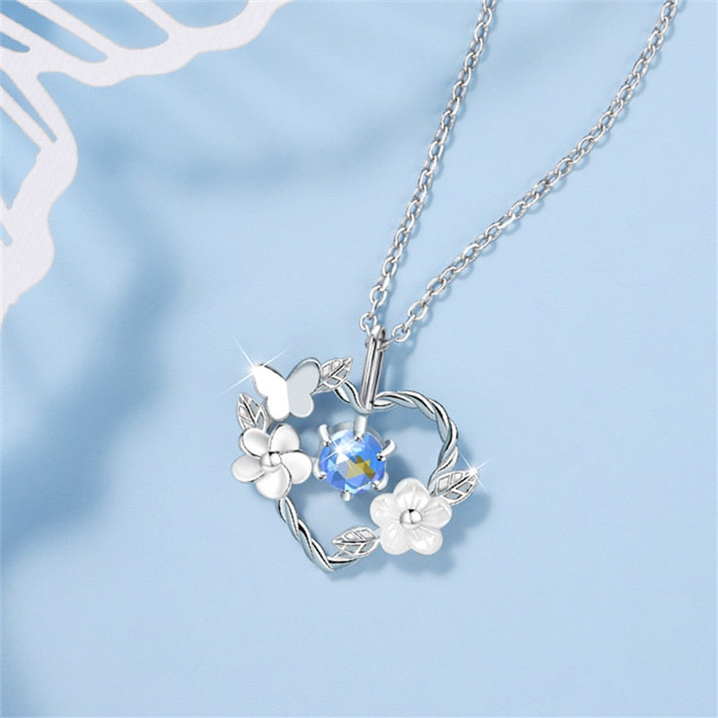 925 Sterling Silver Shell Flower Heart Charm Necklaces &amp; Pendants Choker Necklace For Women Statement Wedding Party Jewelry - Charlie Dolly