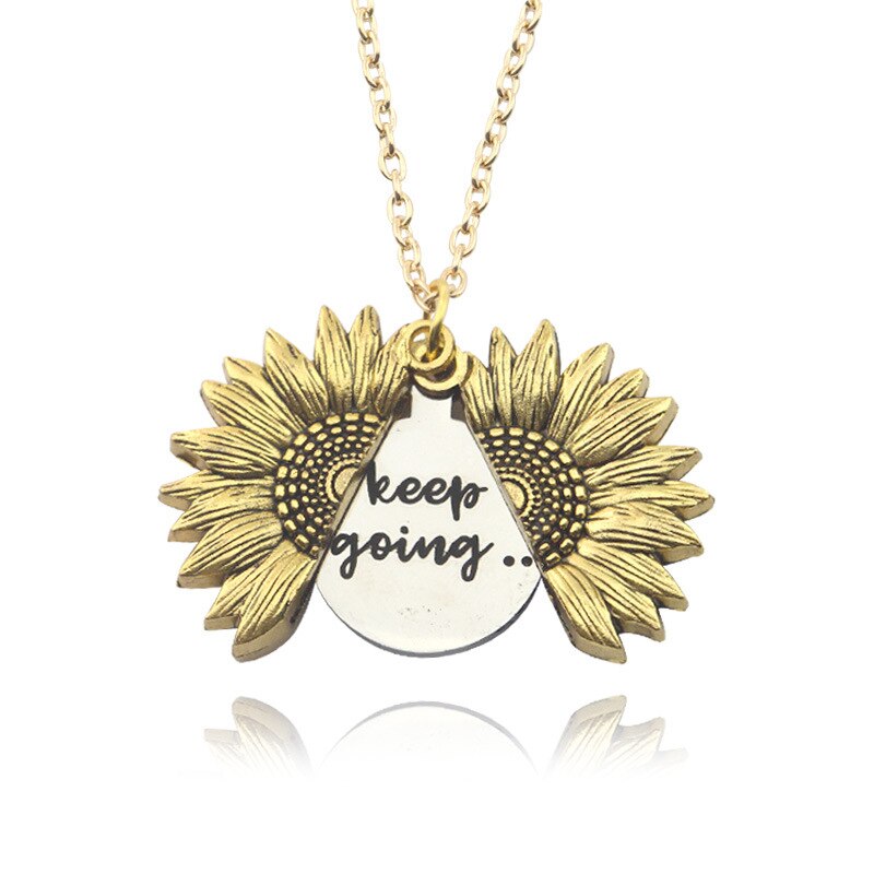 You Are My Sunshine Open Locket Sunflower Necklace Boho Jewelry Stainless Steel Friendship Gifts Letter Necklace Collier - Charlie Dolly