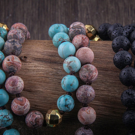 Fashion Bohemian Jewelry Natural Stones /Glass Crystal Knotted With Semi Precious Pendant Boho Necklace Women Gift - Charlie Dolly
