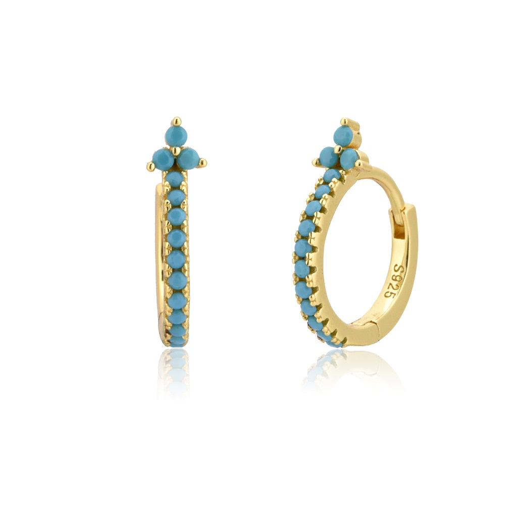 ANDYWEN 925 Sterling Silver Turquoise Hoops Earring Piercing Luxury Zircon CZ Round Loops Ohrringe Pendientes Fashion Fine Jewel - Charlie Dolly