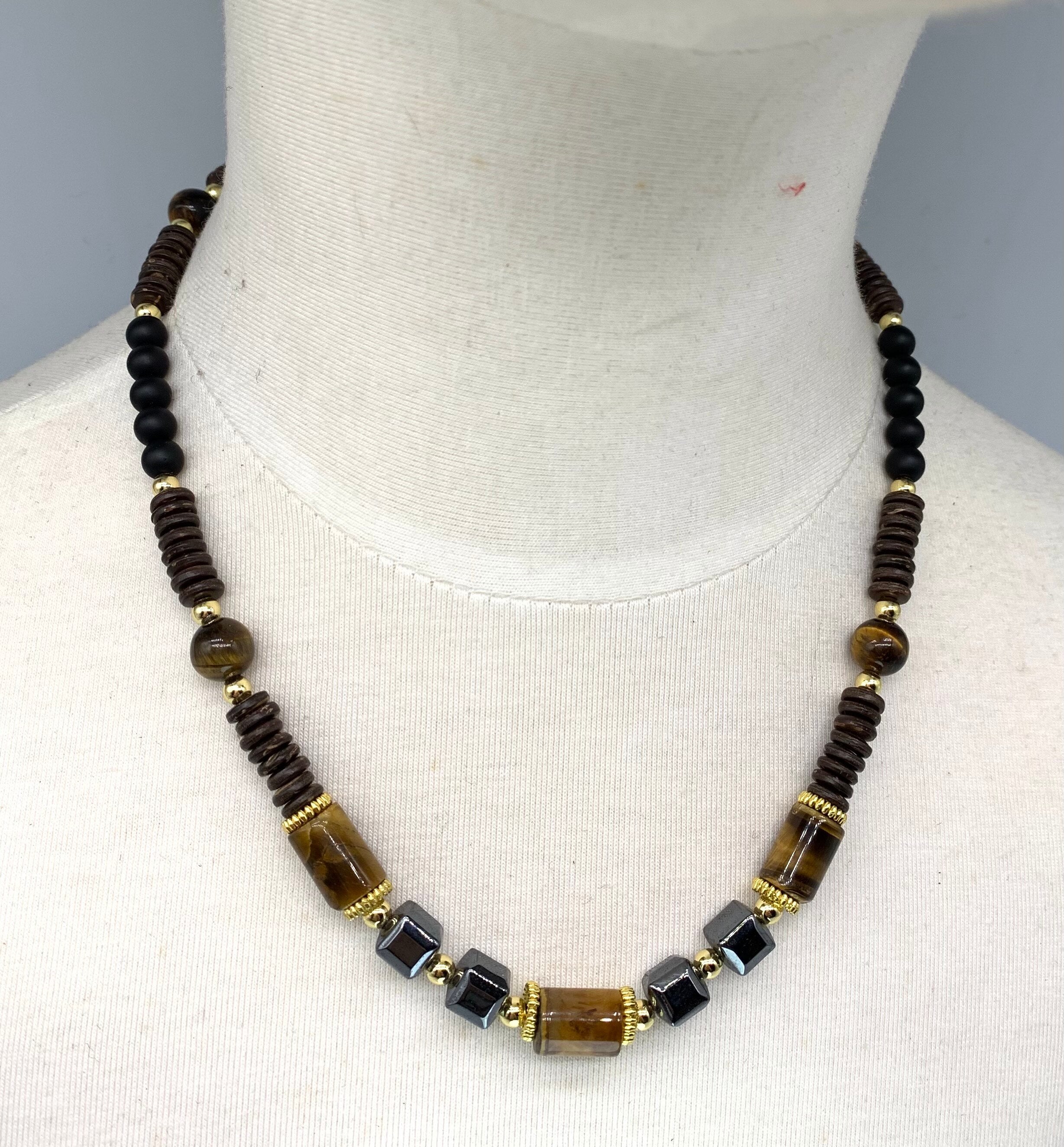 coconut shell men's necklace simple natural wood necklace men's yoga meditation jewelry men's accessories - Charlie Dolly