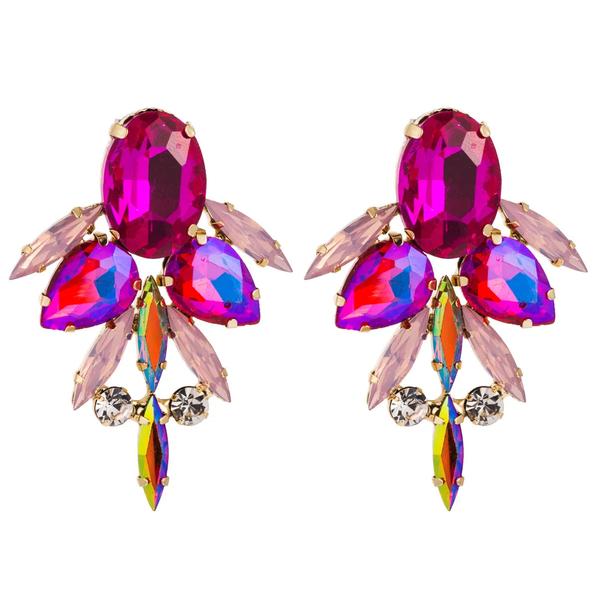 Boho Ethnic Water Crystal Drop Earrings Women's Jewellery Geometric Statement Long Dangle Earring Femme Indian Big Earring