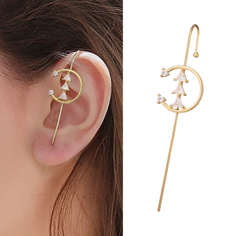 Gold Zirconia Ear Crawler Climber Earrings Jewelry