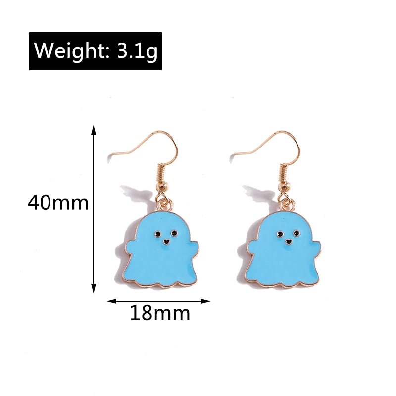 Aihua Fashion Halloween Earrings Enamel Ghost Pumpkin Skeleton Mummy Bat Drop Earrings For Women Halloween Night Party Jewelry - Charlie Dolly