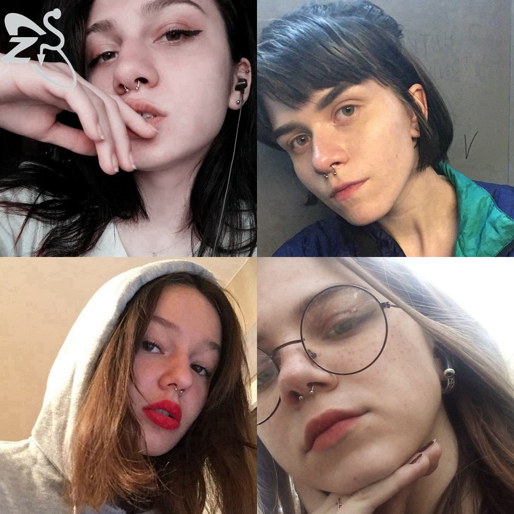 ZS 1 PC 316L Stainless Steel Nose Ring 14G 16G Nose Piercings Helix Ear Piercing Women Men Septum Rings Body Piercing  Jewelry - Charlie Dolly