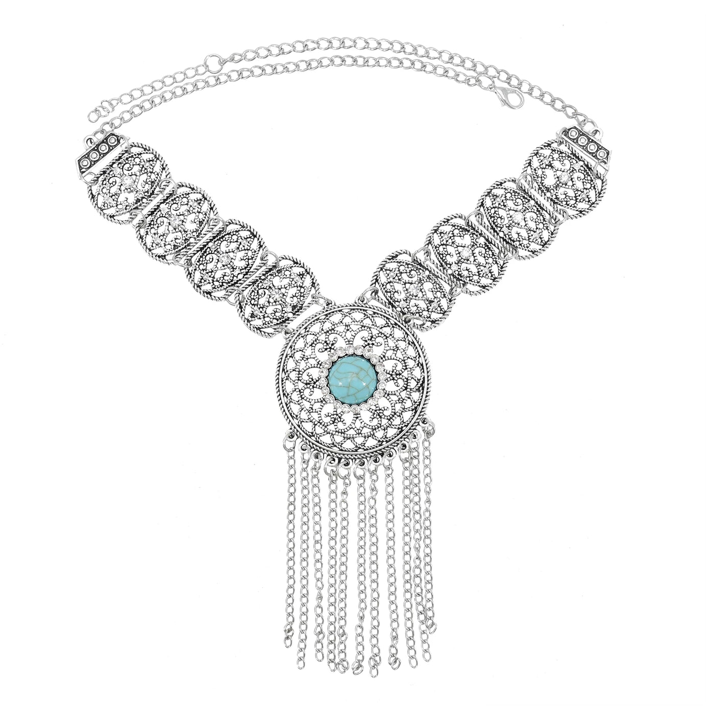Thread Feather Bead Long Tassel Necklace Jewelry