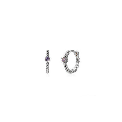 ANDYWEN 925 Sterling Silver 8mm Beads Huggies Middle Hoop Crystal Women Party Piercing Pendiente Clips Wedding Rock Punk Jewelry