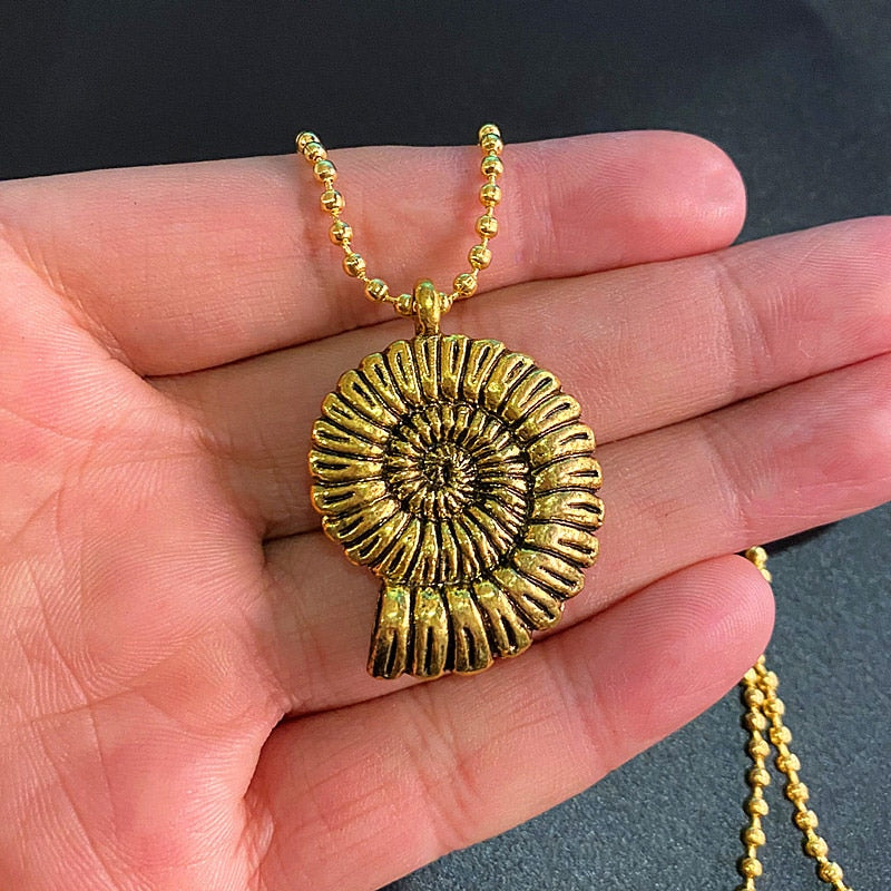 Alloy Retro Gold Color Women Girl Jewelry Shell Snail Conch Pendant Short Chunky Collar Necklace - Charlie Dolly