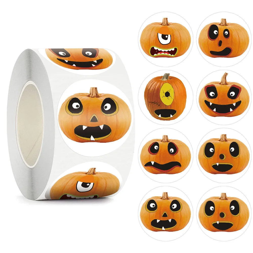 50-500pcs Halloween Stickers Round Self Adhesive Label Paper Candy Bags Stickers Package Seal Gift Packaging Sealing Crafts - Charlie Dolly