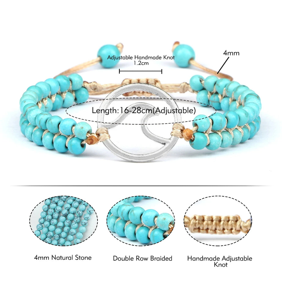 Boho Ocean Waves Bracelets Vintage Natural Stone Black Onyx Tiger Eye Beads Bracelet & Bangle Women Men Yoga Wristchain Jewelry - Charlie Dolly