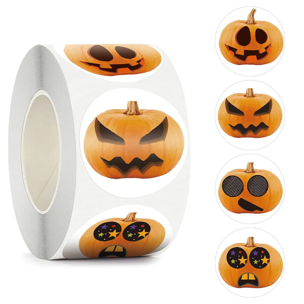 50-500pcs Halloween Stickers Round Self Adhesive Label Paper Candy Bags Stickers Package Seal Gift Packaging Sealing Crafts - Charlie Dolly