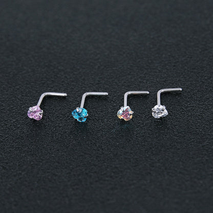 ZS 22g CZ Crystal Nose Studs Sets 12PCS/3PCS Nose Rings Studs Set Stainless Steel Nose Piercing Screws Fashion Nose Septum Rings