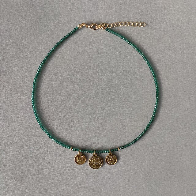 Hand-Made Exquisite Natural Stone Beaded Necklace Charm Eye Pattern Accessory Pendant Women Retro Fashion Neck Jewelry Колье - Charlie Dolly