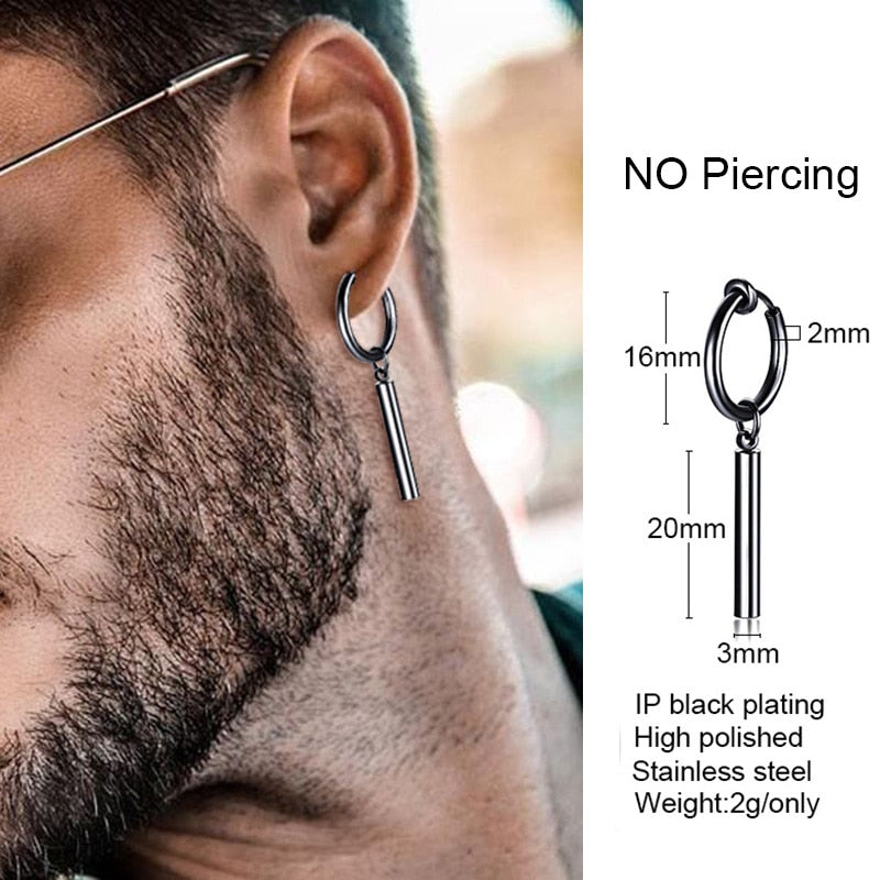 IRREGULAR TRIANGLE LONG CHAIN CUFF EARRING FOR MEN UNISEX JEWELRY ROCK THE COOLEST CONCH HOOP CLIP PIERCING WITHOUT PIERCING - Charlie Dolly