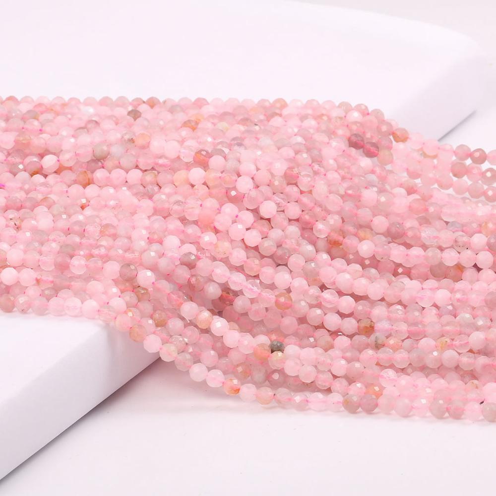 Natural Pink Tourmaline Beads Faceted Loose Round Beads for Jewelry Making Necklace DIY Bracelet Accessories 2 3mm