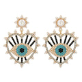 JUJIA Trendy Ethnic Love Heart Shape Evil Eye Drop Earrings For Women Vintage Statement Crystal Dangle Earring Jewelry Gift - Charlie Dolly