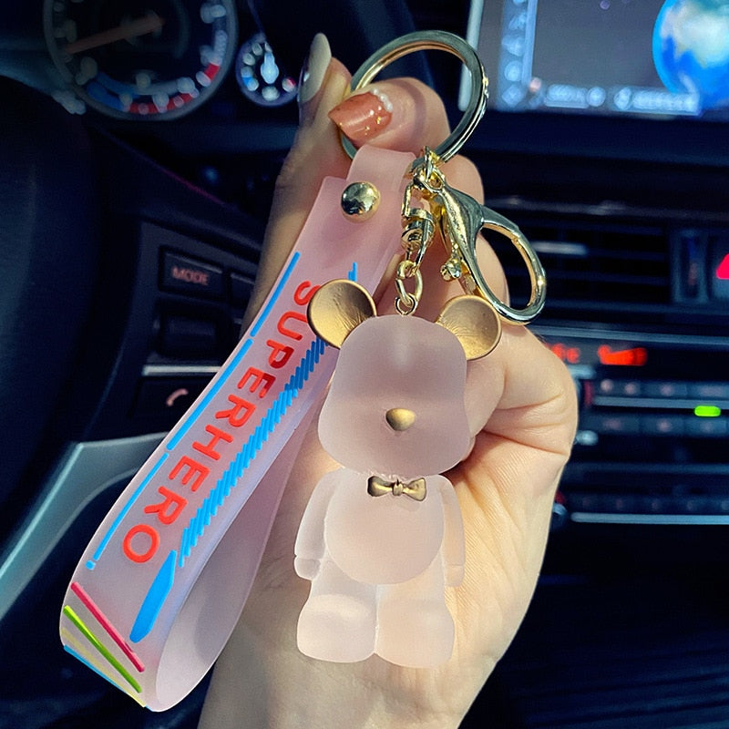 Cute Crystal Keychain Charm Tie The Bear Pendant For Women Bag Car KeyRing Mobile Phone Fine Jewelry Accessories Kids Girl Gift - Charlie Dolly