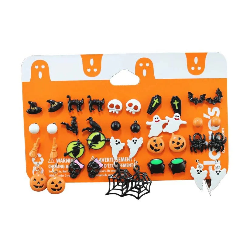 Nightmare Before Christmas Halloween Earrings Punk Skeleton Pumpkin Car Funny Cute Samll Stud Earrings Jewelry Aretes De Mujer - Charlie Dolly