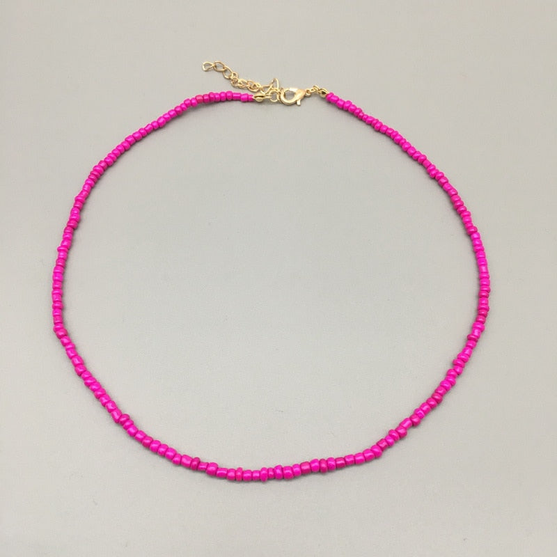 Simple Seed Beads Strand Necklace Women String Beaded Short women Necklace Jewelry 16 inches Chokers Necklace Gift - Charlie Dolly