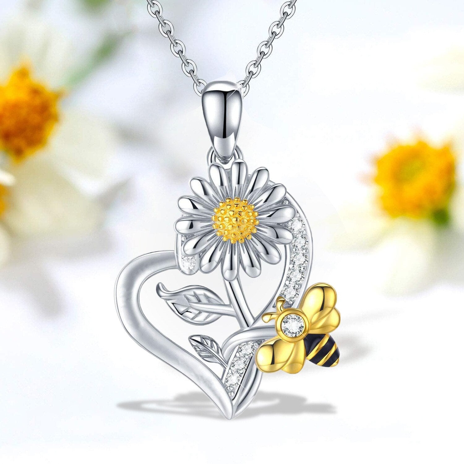 Rose Valley Sunflower Pendant Necklace for Women Bee Pendants Fashion Jewelry Girls Gifts YN057 - Charlie Dolly