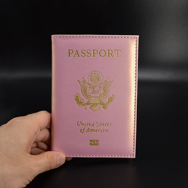 Personalised Passport Cover women With Name USA Cute Pink Personalized Passport Holder designer Travel Passport Case Pouch - Charlie Dolly