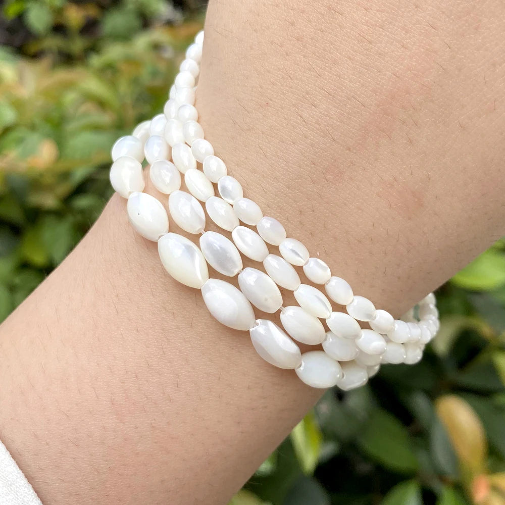White Oval Natural Sea Shell Beads Mother Of Pearl Shell Loose Beads For Jewelry Making Diy Necklace Bracelet Accessories