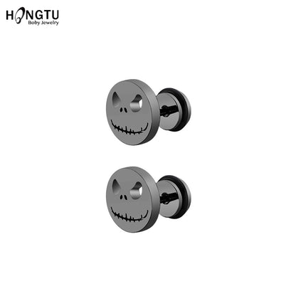 HONGTU 2Pcs Skull Ear Piercing Earring Stud Earrings Stainless Steel Ear Studs Small Earrings Female Punk 2020 Piercing Jewelry