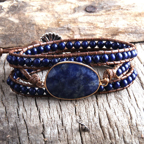 3-Strand Natural Stone Wrap Bracelet