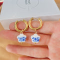 Fashion Pie pair semi-precious Lapis lazis Natural Gem beads Heart of Love Pendant Charm Women's Earrings Jewelry 2022 - Charlie Dolly