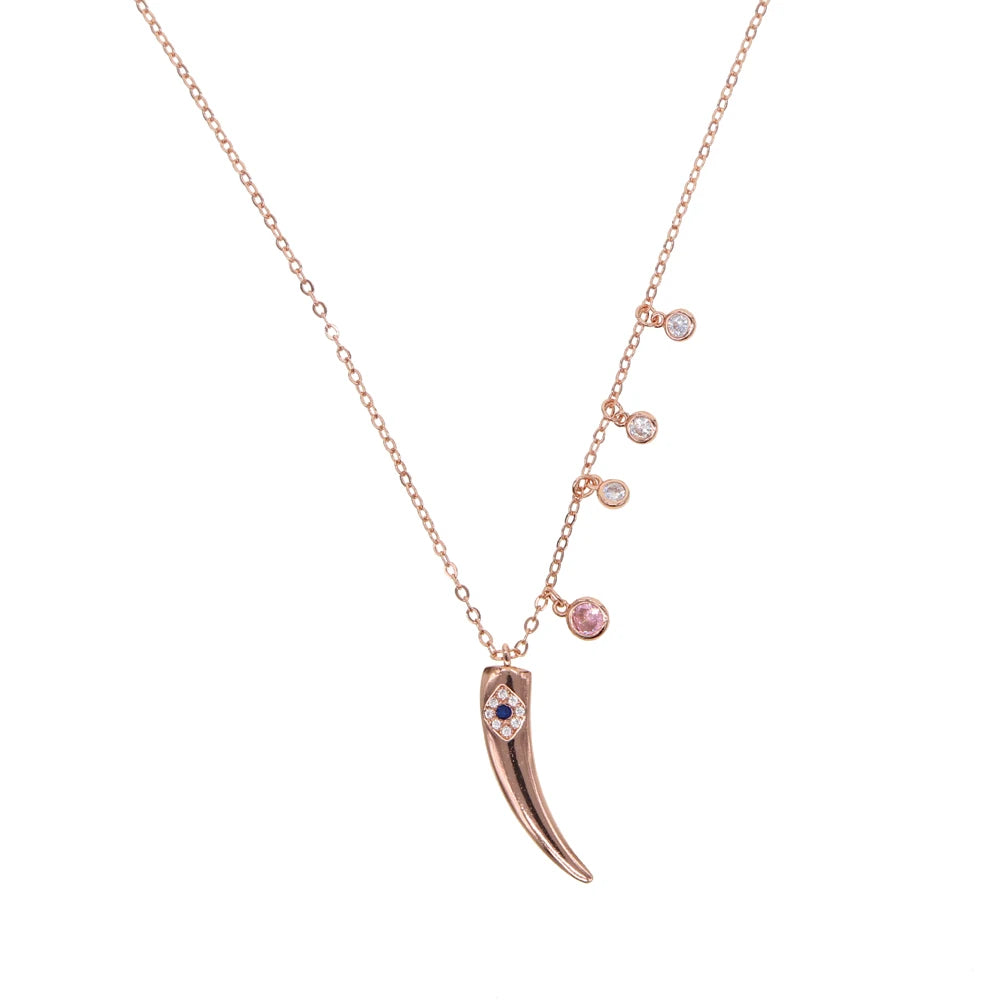 Italian Horn Charm Amulet Necklace rose Gold color Talisman Italian Jewelry Lucky Pendant - Charlie Dolly