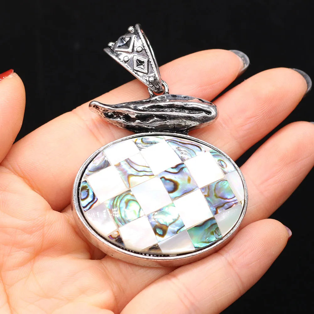 2024 New Natural Stone Abalone Shell Charms Boho Rose Quartzs Agates Pendant for Women Jewelry Making DIY Necklace Accessories