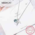MEEKCAT 925 Sterling Silver Mermaid Pendant Necklace Blue Crystal Necklace Colar de Prata For Women Fine Jewelry New 2021 - Charlie Dolly