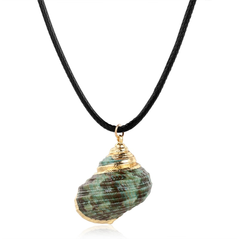 Hesiod Antique Gold Color Chain Summer Beach Jewlery Starfish Shell Pendant Necklace for Women - Charlie Dolly