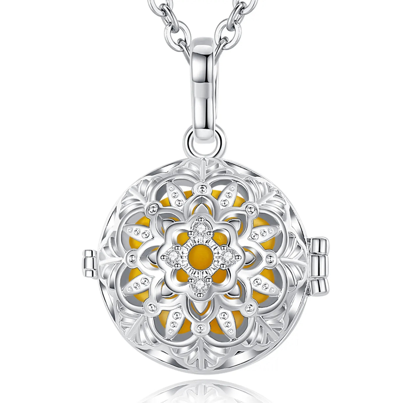Eudora 18mm Harmony Ball Lotus Cage Pregnancy Bola Necklace, Angel Caller Amulet