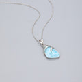 Shell Design 925 Sterling Silver Jewelry Gifts Classic Retro Precious Natural Larimar Pendant Necklace - Charlie Dolly
