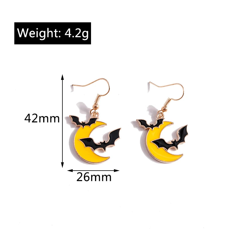 Aihua Fashion Halloween Earrings Enamel Ghost Pumpkin Skeleton Mummy Bat Drop Earrings For Women Halloween Night Party Jewelry - Charlie Dolly