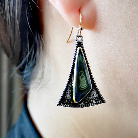 Green Enamel Coconut Leaf Pearl Drop Earrings Jewelry