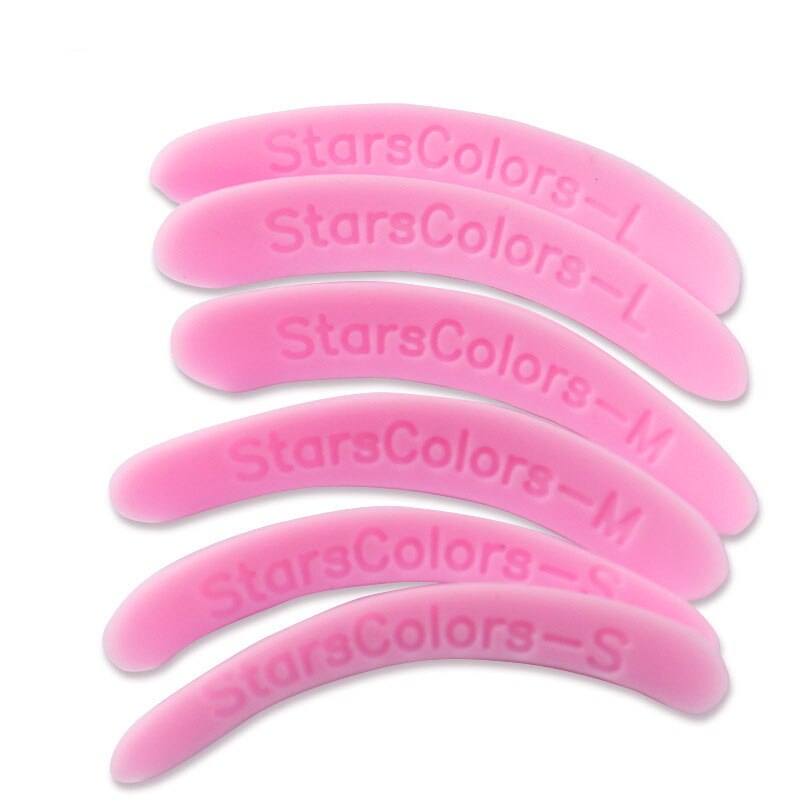 3pairs Pink Eyelash Perm Silicone Pad Recycling Lashes Rods Shield lifting 3D Eyelash Curler Makeup Accessories Applicator Tool - Charlie Dolly