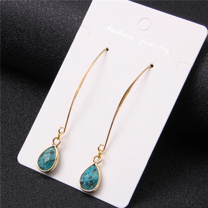 Tear Drop Earings For Women Natural Amethysts Pendant Drop Earrings Elegant Party Jewelry Women Long Dangle Earrings Femme Gifts