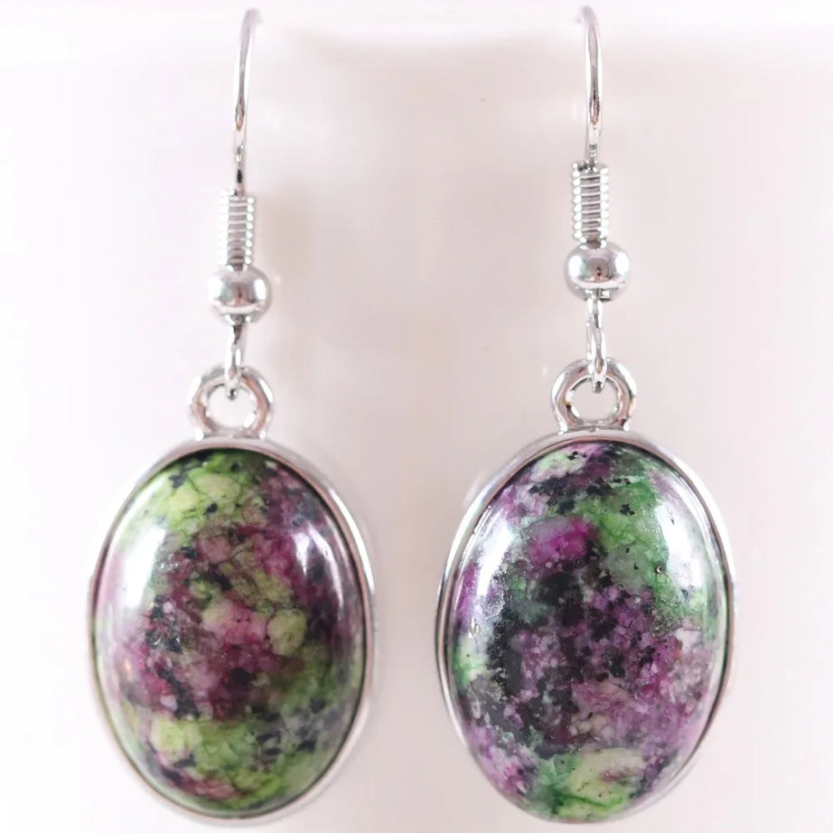 White Opal Lapis Cabochon Drop Earrings Jewelry