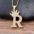 Nidin  Luxury Copper Zircon A-Z Crown Alphabet Pendant Chain Necklace Hip-Hop Style Fashion Woman Man Initial Name Jewelry - Charlie Dolly