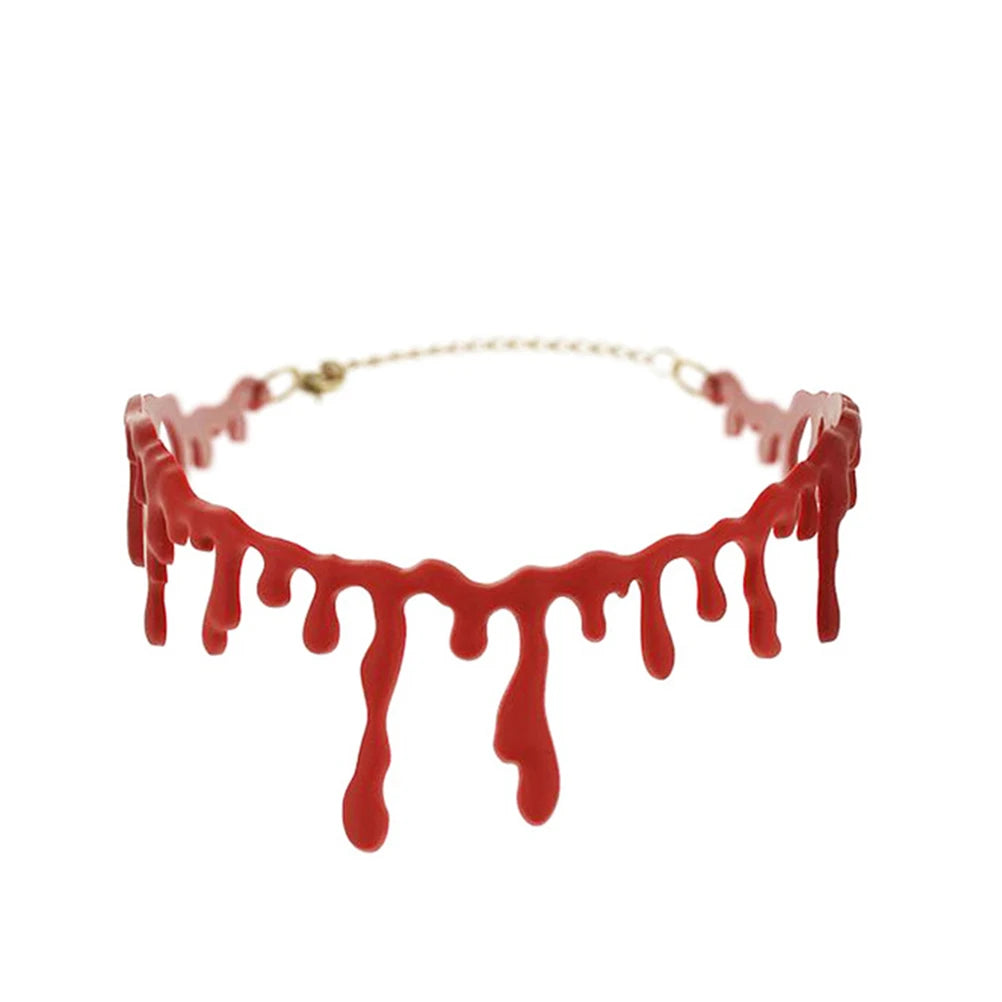 Hot sale Halloween Decoration Horror Blood Drip Collar Necklace Fake Blood Vampire Joker Choker Gothic Costume Red Necklaces - Charlie Dolly