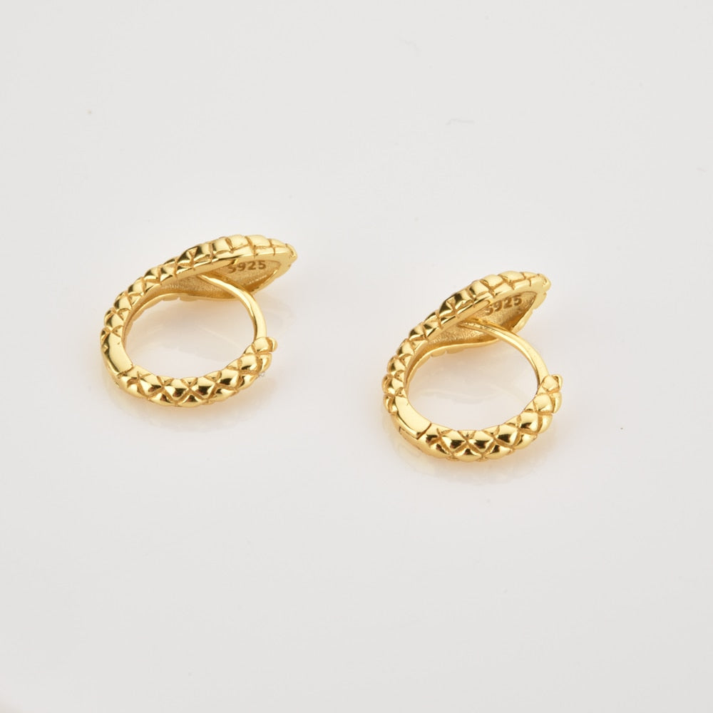 ANDYWEN 925 Sterling Silver Gold Snake Circle Huggies Hoops Women Fashion Luxury Jewelry 2020 Rock Punk Crystal Loops Piercing - Charlie Dolly