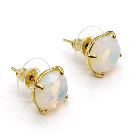 Crystal Stud Earrings for Women Girls Waterdrop Round Oval Shape Natural Lapis Lazuli Amethyst Faceted Stone Earring Jewelry - Charlie Dolly