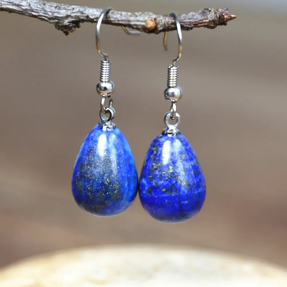 Lapis Lazuli Natural Stone Earrings for Women Fancy Drop Earring Elegant Dangle Earrings Bold Jewelry Dropship Gifts - Charlie Dolly