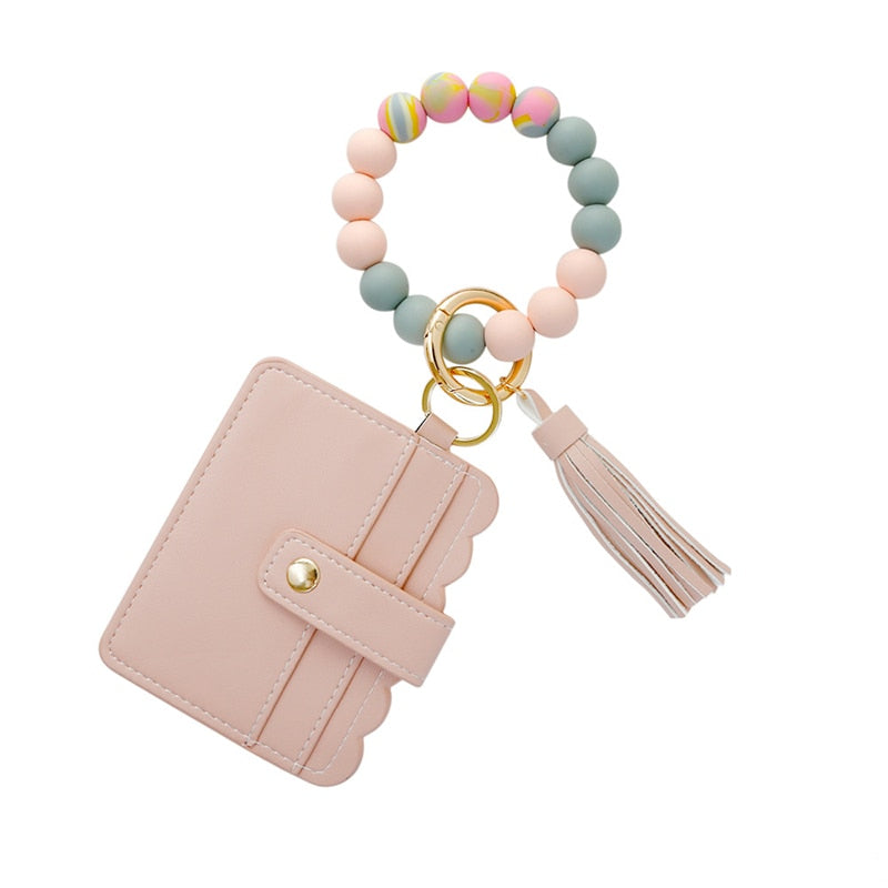 Silicone Keyring For Women Tassel Wood Beads Bracelet Keychain For Keys Multicolor Keychain Wholesale Accessories - Charlie Dolly
