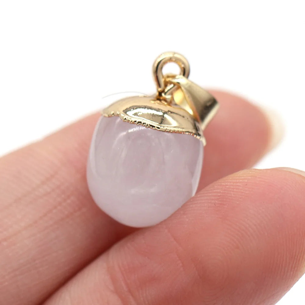 2pc Natural Stone Pendants Reiki Heal Small Round Lapis lazuli Opal for Trendy Jewelry Making Necklace Earrings Gift